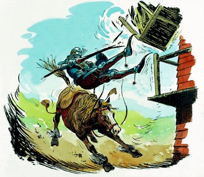 Don Quijote atacando un molino de viento de English School
