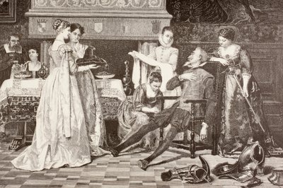 Don Quijote en casa de los Duques (litografía) de English School