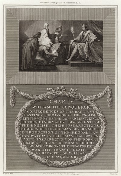 Libro de Domesday presentado a Guillermo I de English School