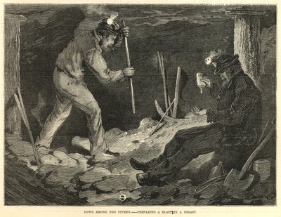 Abajo entre los mineros - preparando una explosión en un pecho de English School