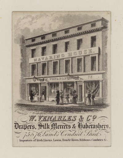 Draperos, W Venables & Co, tarjeta comercial de English School