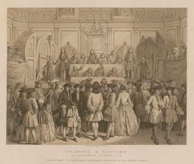 Sorteo de una lotería en Guidhall, Londres, 1739 de English School