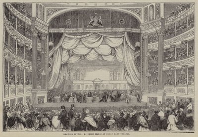Dibujo de los Premios Art Union, Teatro Drury Lane, Londres (grabado) de English School