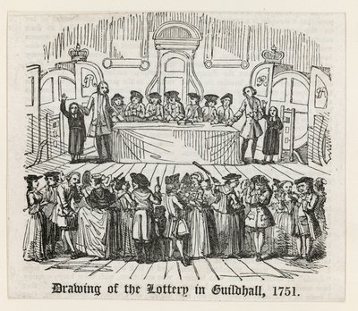 Sorteo de la lotería en Guildhall, 1751 de English School