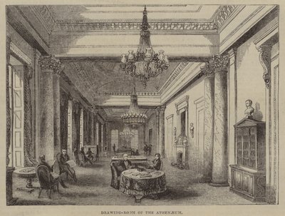 Sala de dibujo en el Athenaeum Club, Londres (grabado) de English School