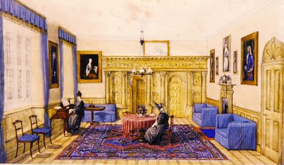 Interior de salón de una casa de campo, c.1830 de English School