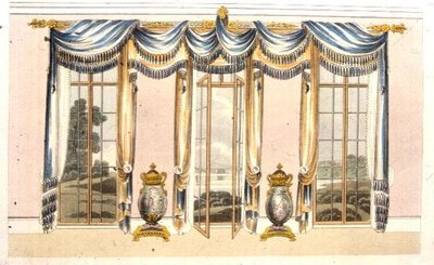 Cortinas de ventana de salón, lámina 109 de Ackermann
