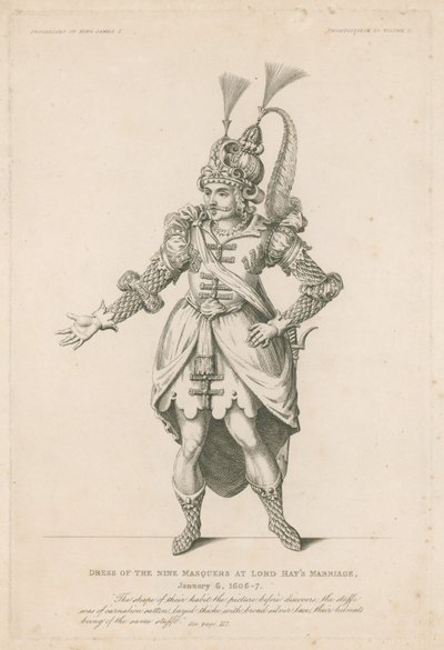 Vestimenta de Nueve Enmascarados en el Matrimonio de Lord Hay, 6 de enero de 1606-7 de English School