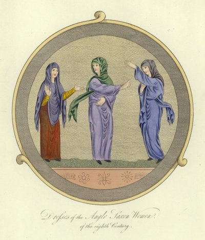 Vestidos de las mujeres anglosajonas del siglo VIII de English School