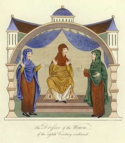 Vestidos de las mujeres anglosajonas del siglo VIII de English School