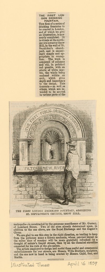 Fuente de agua potable, junto a la iglesia de St Sepulchres, Snow Hill de English School