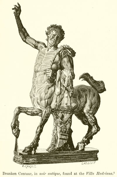 Centauro Borracho, en Noir Antique, encontrado en la Villa Adriana de English School