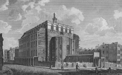 Teatro Drury Lane, Westminster, incendiado en 1809 (grabado) de English School
