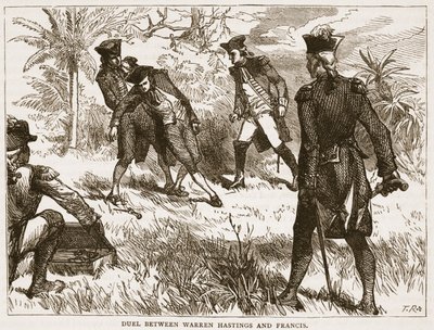 Duelo entre Warren Hastings y Francis, ilustración de Cassells Illustrated History of India de James Grant, pub. 1879 de English School