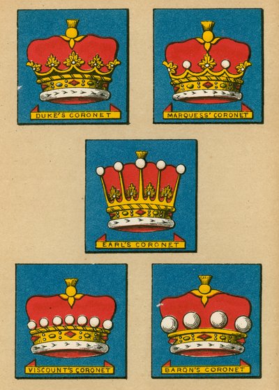 Corona de duque. Corona de marqués. Corona de conde. Corona de vizconde. Corona de barón de English School