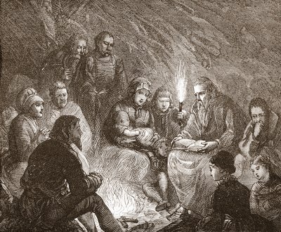 Protestantes holandeses escondidos, ilustración de La Historia del Protestantismo de James Aitken Wylie (1808-1890), pub. 1878 de English School