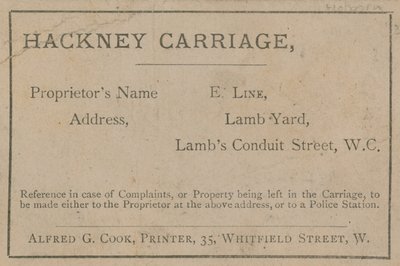 Carruaje de Hackney de la Línea E de English School