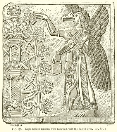 Divinidad con cabeza de águila de Nimroud, con el árbol sagrado de English School