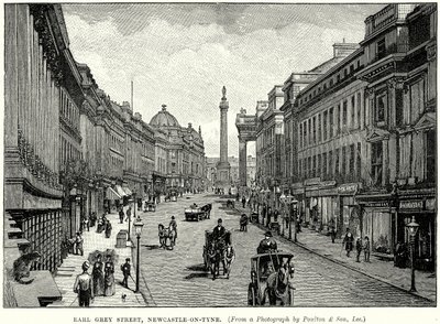 Earl Grey Street, Newcastle-on-Tyne (grabado) de English School