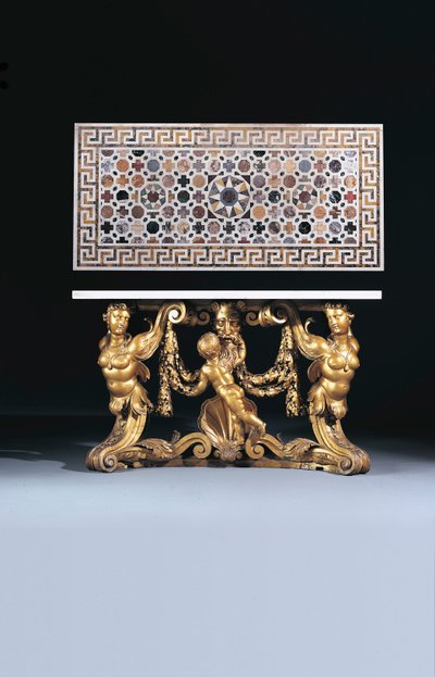 Mesa auxiliar de principios de Jorge II, diseñada por Richard Boyle y William Kent de English School
