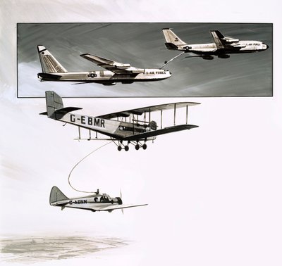 Reabastecimiento en vuelo temprano para un Handley Page W10 de English School