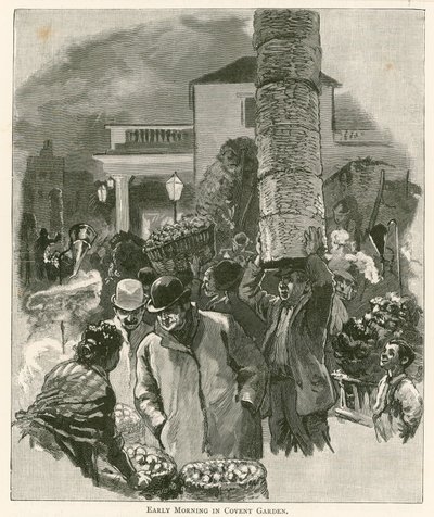 Temprano en la mañana en el Mercado de Covent Garden, Londres de English School