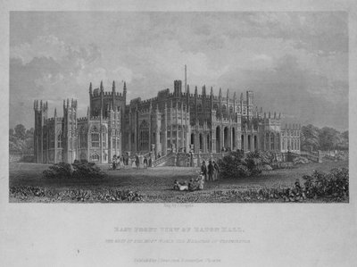 Vista frontal este de Eaton Hall, la residencia del Marqués de Westminster de English School