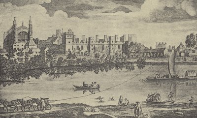 Vista este del colegio, 1742 (grabado) de English School