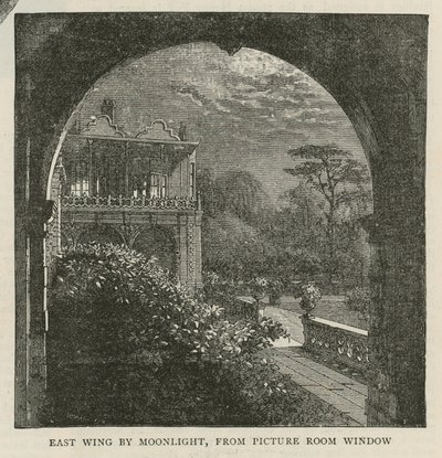 Ala este a la luz de la luna, desde la ventana de la sala de cuadros, Holland House de English School