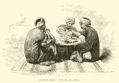 Esteras orientales, sentados a la mesa de English School