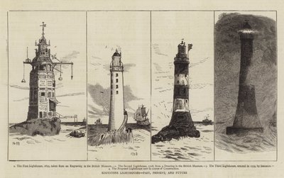 Faro de Eddystone, Pasado, Presente y Futuro (grabado) de English School