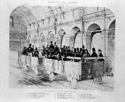 Estación de Edgware Road en el viaje inaugural del Metropolitan Railway, 24 de mayo de 1862 de English School