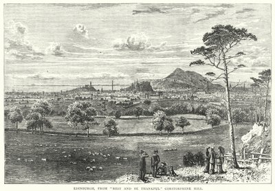 Edimburgo, desde "Rest and Be Thankful" Colina de Corstorphine (grabado) de English School