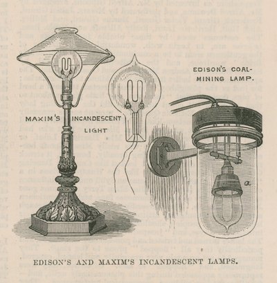 Lámparas incandescentes de Edison y Maxim de English School