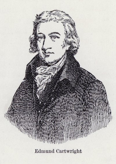 Edmund Cartwright, inventor inglés del telar mecánico (litografía) de English School