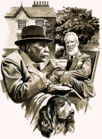 Edward Elgar y George Bernard Shaw tomando té de English School
