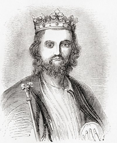 Eduardo II, alias Eduardo de Caernarfon, de la Vieja Inglaterra: A Pictorial Museum, publicado en 1847 de English School