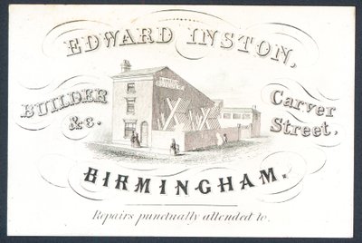 Edward Inston, constructor, tarjeta comercial de English School