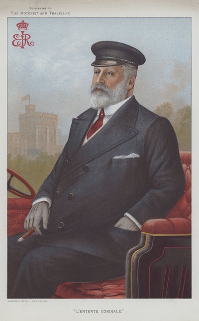 Eduardo VII, rey de Gran Bretaña (litografia en color) de English School