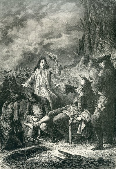 Edward Villiers herido en la batalla de Newbury, 1643 de English School