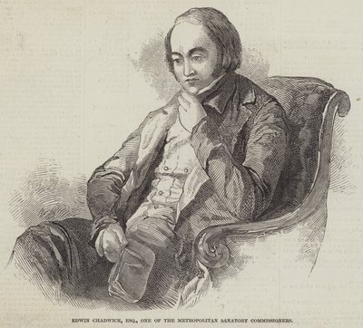Edwin Chadwick, Esquire, uno de los Comisionados Sanitarios Metropolitanos (grabado) de English School