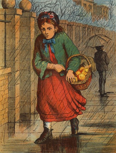 Effie y sus naranjas (litografía en color) de English School