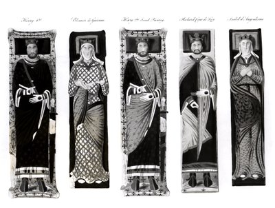 Efigies de Enrique II (1133-89) Leonor de Aquitania (c.1122-1204) Ricardo Corazón de León (1157-99) e Isabel de Angulema de English School