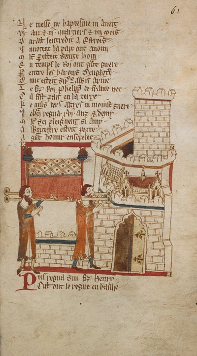 Egerton Ms 3028 f.061r El cuerpo del rey Juan fue llevado a la catedral de Worcester para su entierro, ilustración de 