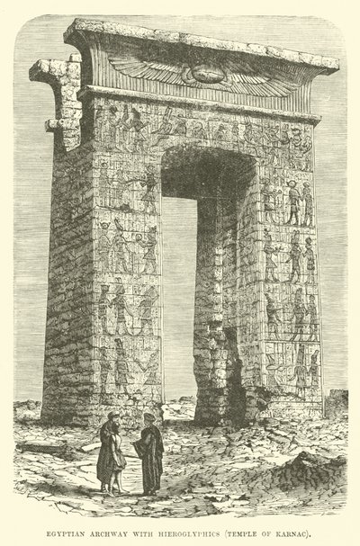 Arco egipcio con jeroglíficos, Templo de Karnak de English School