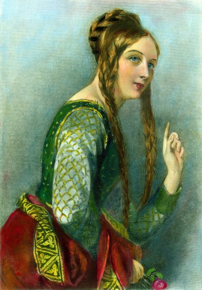Leonor de Aquitania, Reina de Enrique II, impreso por Henry G. Bohn, 1856 (grabado en color) de English School