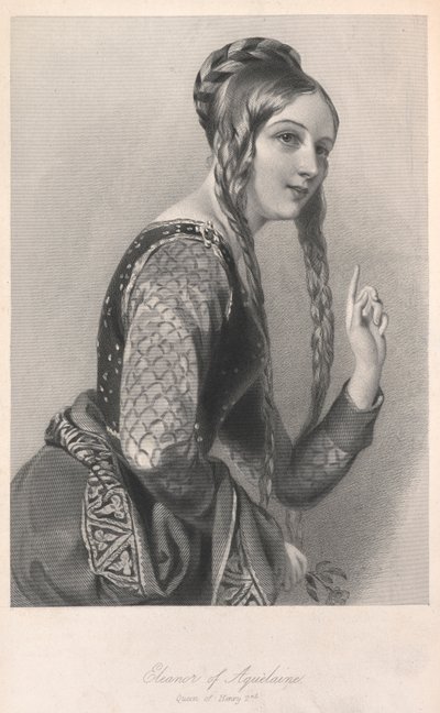 Leonor de Aquitania, ilustración de "Esbozos biográficos de las reinas...". de English School