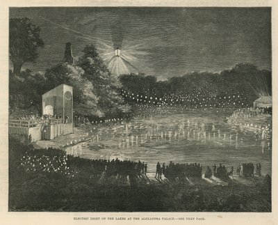 Luz eléctrica en los lagos del Alexandra Palace de English School