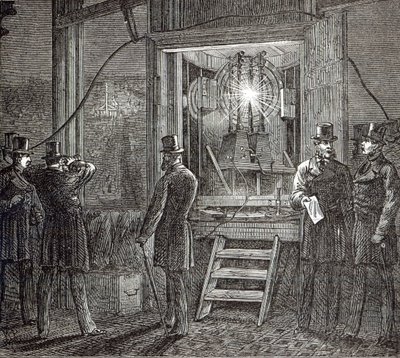 Aparato eléctrico para la Torre del Reloj, Casas del Parlamento de The Illustrated London News, 16 de agosto de 1873 de English School