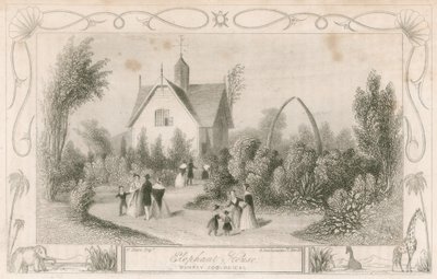 Casa de los elefantes en los Jardines Zoológicos de Surrey, Londres de English School